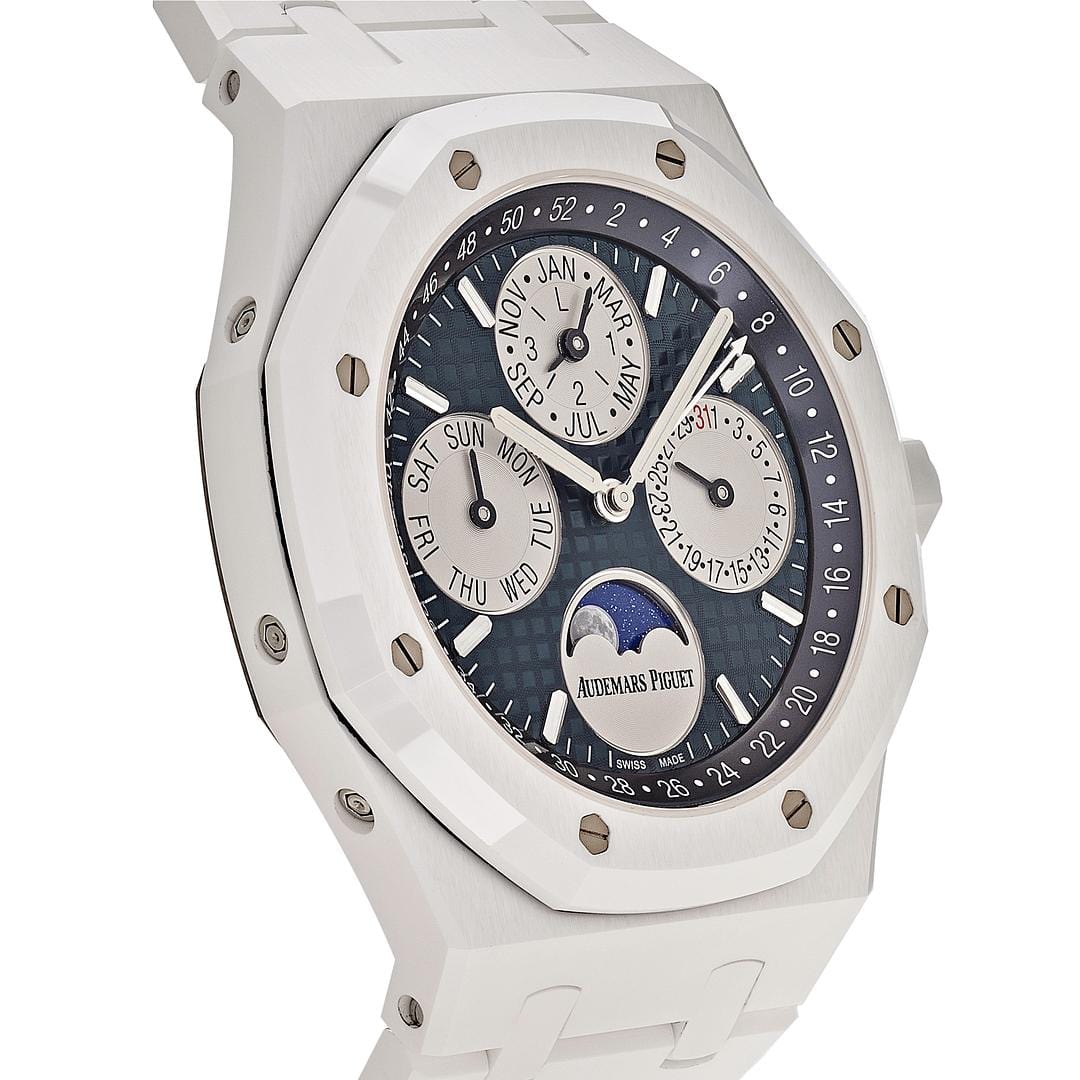 Luxury Watch Audemars Piguet Royal Oak Perpetual Calendar White Ceramic 26579CB.OO.1225CB.01 Wrist Aficionado