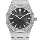 Audemars Piguet Royal Oak Quartz 67651ST.ZZ.D002CR.01 'Ladies' Stainless Steel Black Dial Diamond Bezel (2014)