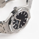 Audemars Piguet Royal Oak Quartz 67651ST.ZZ.D002CR.01 'Ladies' Stainless Steel Black Dial Diamond Bezel (2014)