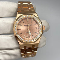 Thumbnail for Luxury Watch Audemars Piguet Royal Oak Selfwinding Ladies' Rose Gold Diamond Bezel 15451OR.ZZ.1256OR.03 Wrist Aficionado