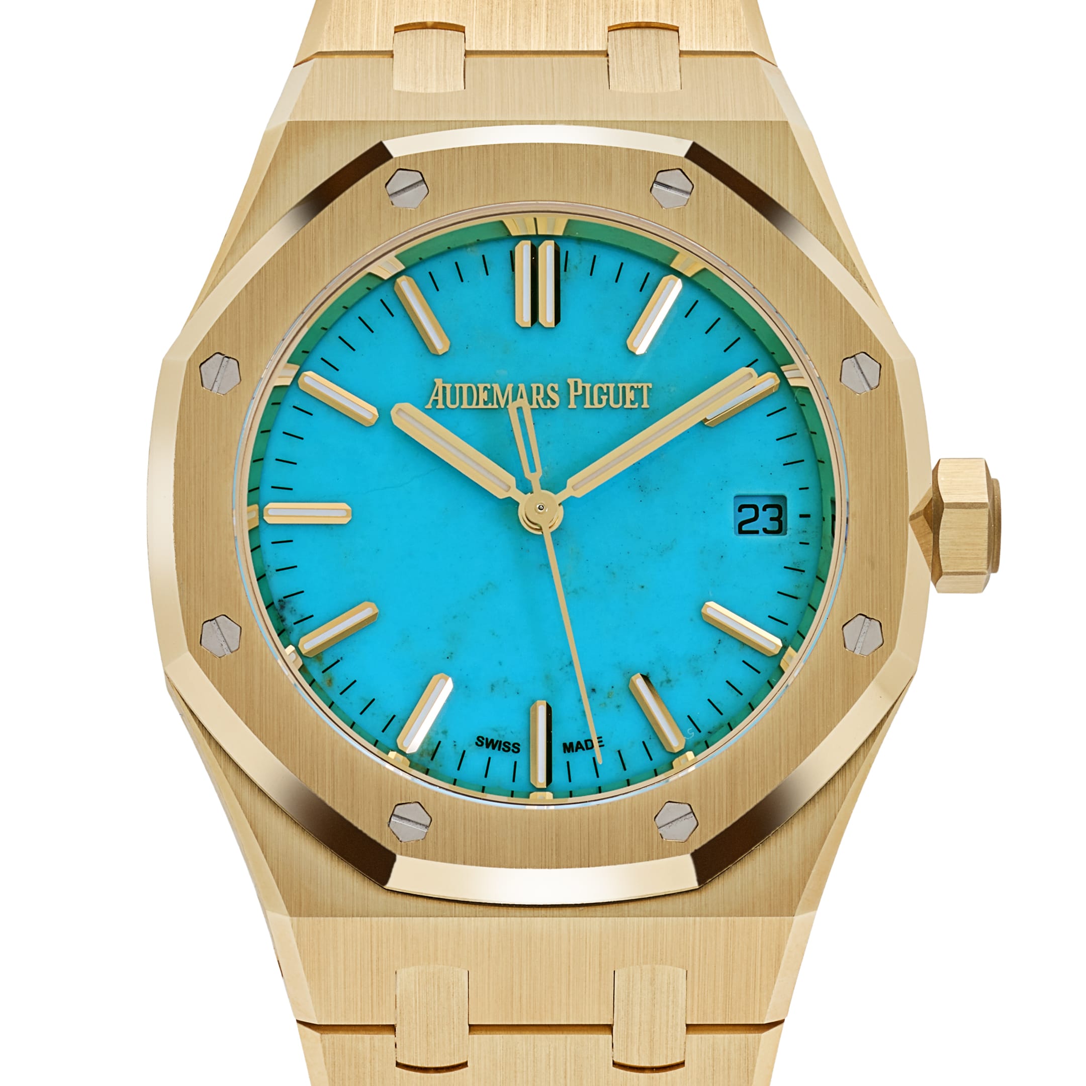 Audemars Piguet Royal Oak Selfwinding 15550BA.OO.1356BA.01 Yellow Gold Blue Turquoise Dial