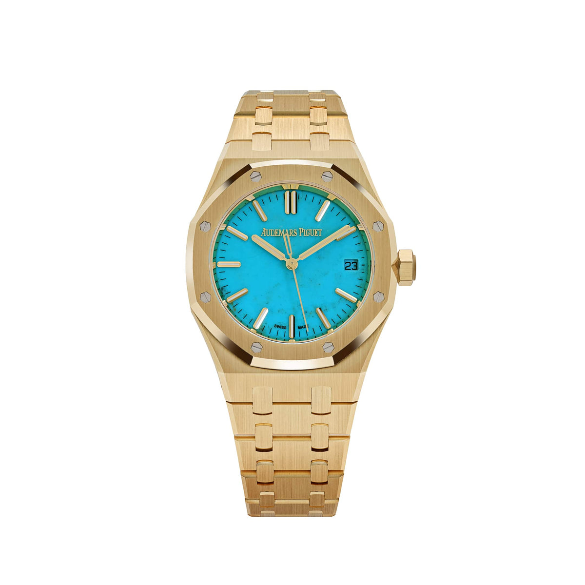 Audemars Piguet Royal Oak Selfwinding 15550BA.OO.1356BA.01 Yellow Gold Blue Turquoise Dial