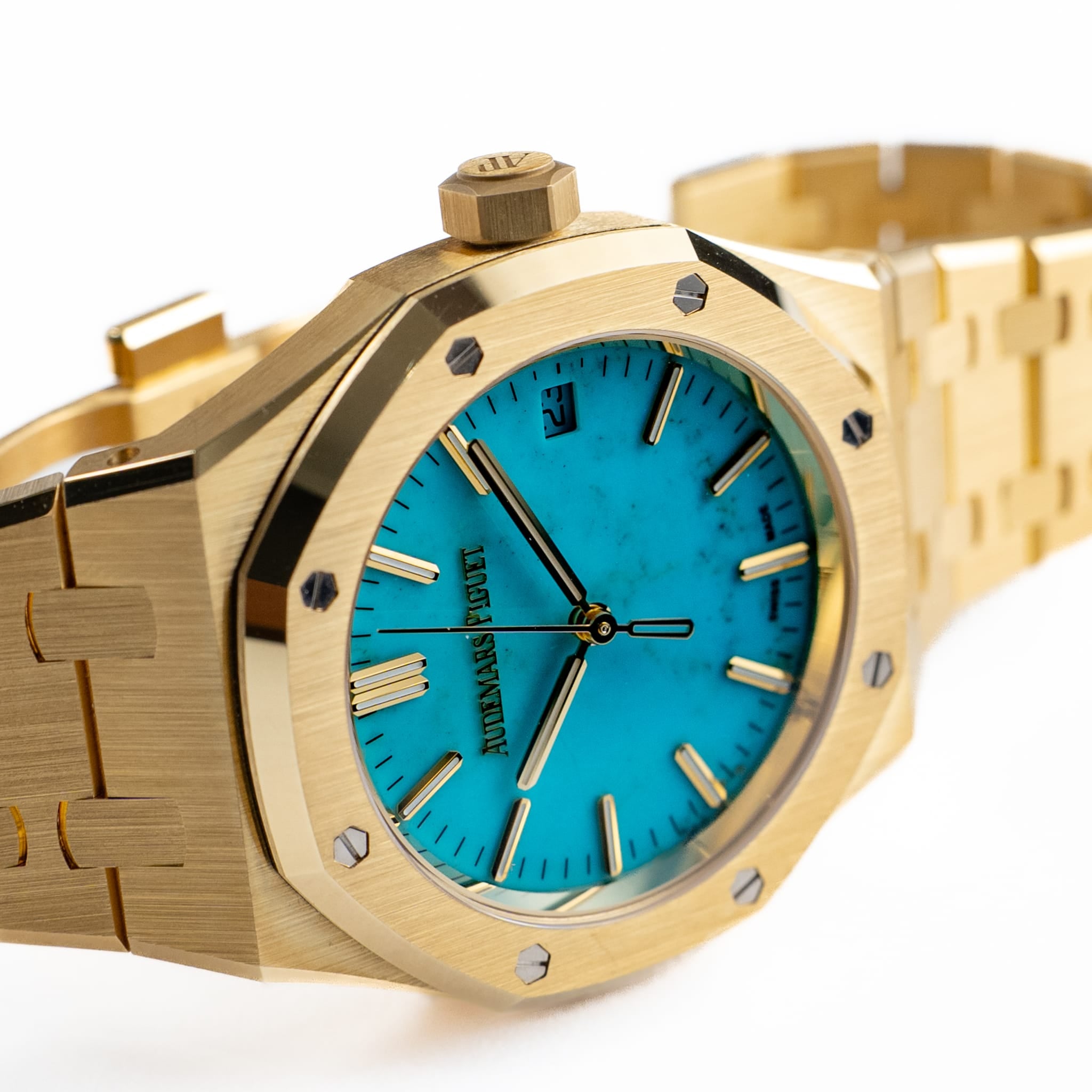 Audemars Piguet Royal Oak Selfwinding 15550BA.OO.1356BA.01 Yellow Gold Blue Turquoise Dial