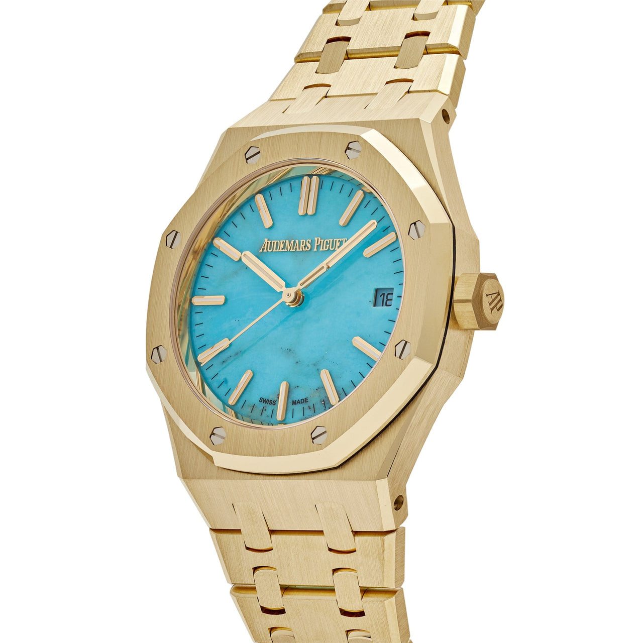 Audemars Piguet Royal Oak Selfwinding 15550BA.OO.1356BA.01 Yellow Gold Blue Turquoise Dial