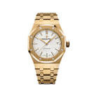 Luxury Watch Audemars Piguet Royal Oak Selfwinding 37mm Yellow Gold White Dial 15450BA.OO.1256BA.01 Wrist Aficionado