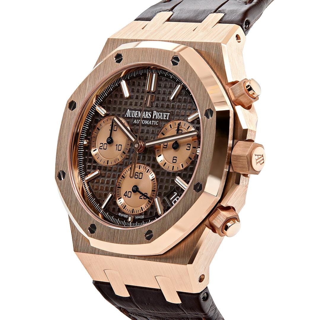 Luxury Watch Audemars Piguet Royal Oak Selfwinding Chronograph Rose Gold Brown Dial 26239OR.OO.D821CR.01 Wrist Aficionado