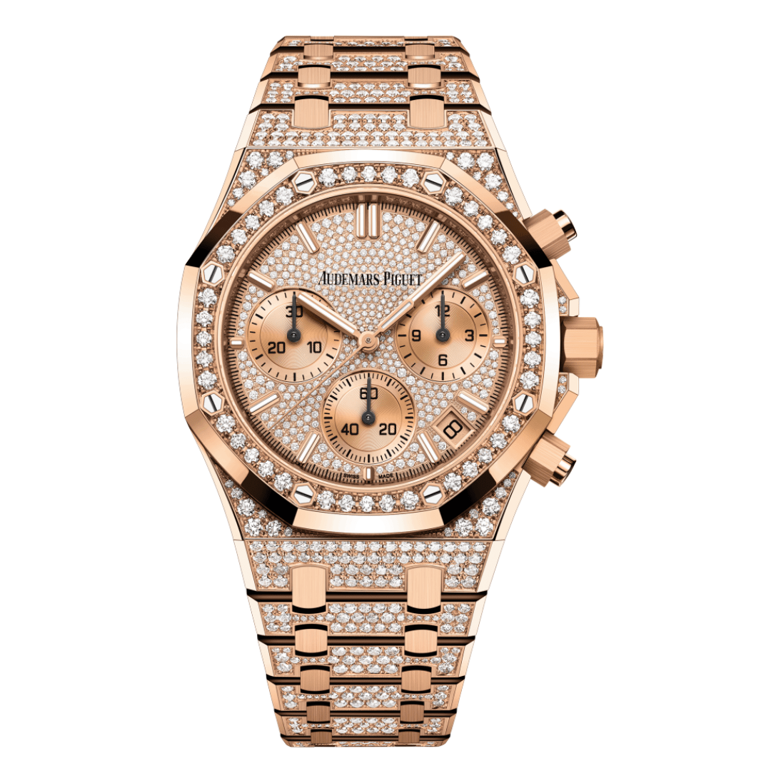 Luxury Watch Audemars Piguet Royal Oak Selfwinding Chronograph Rose Gold Diamond Set 26242OR.ZZ.1322OR.02 Wrist Aficionado