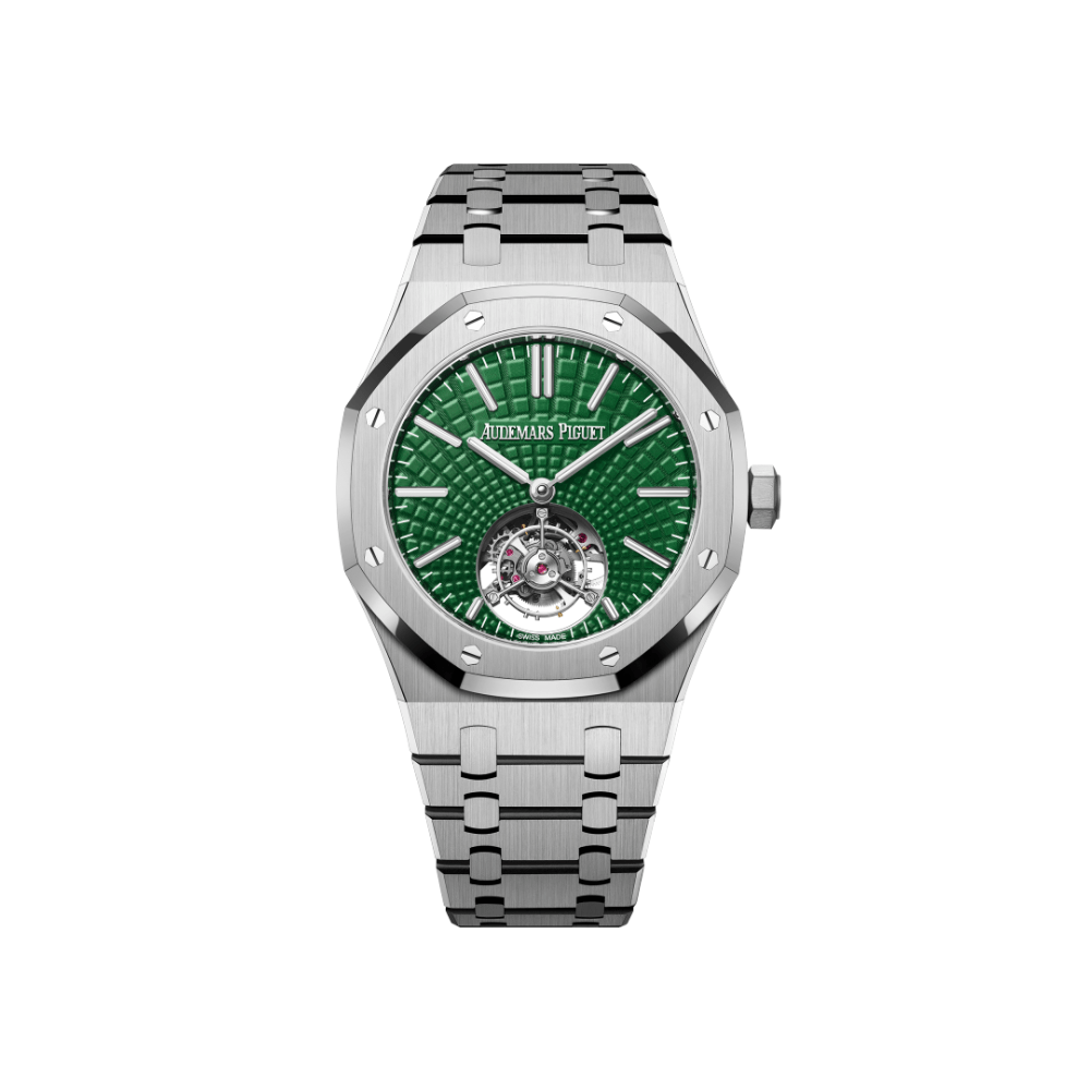 Luxury Watch Audemars Piguet Royal Oak Selfwinding Flying Tourbillon Green Dial 26534TI.OO.1220TI.01 Wrist Aficionado
