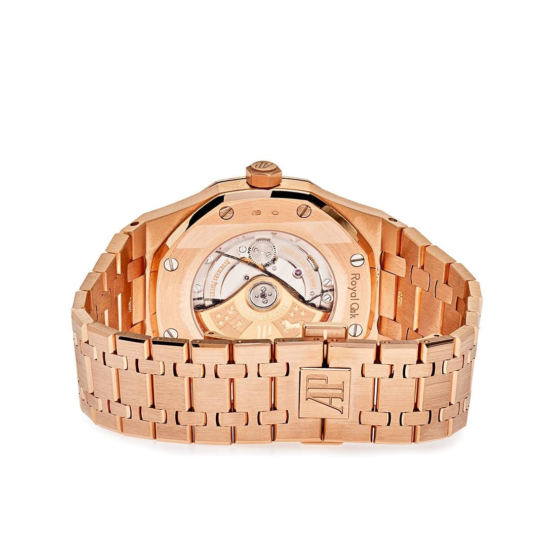 Luxury Watch Audemars Piguet Royal Oak Selfwinding Rose Gold Blue Dial 15400OR.OO.1220OR.03 Wrist Aficionado