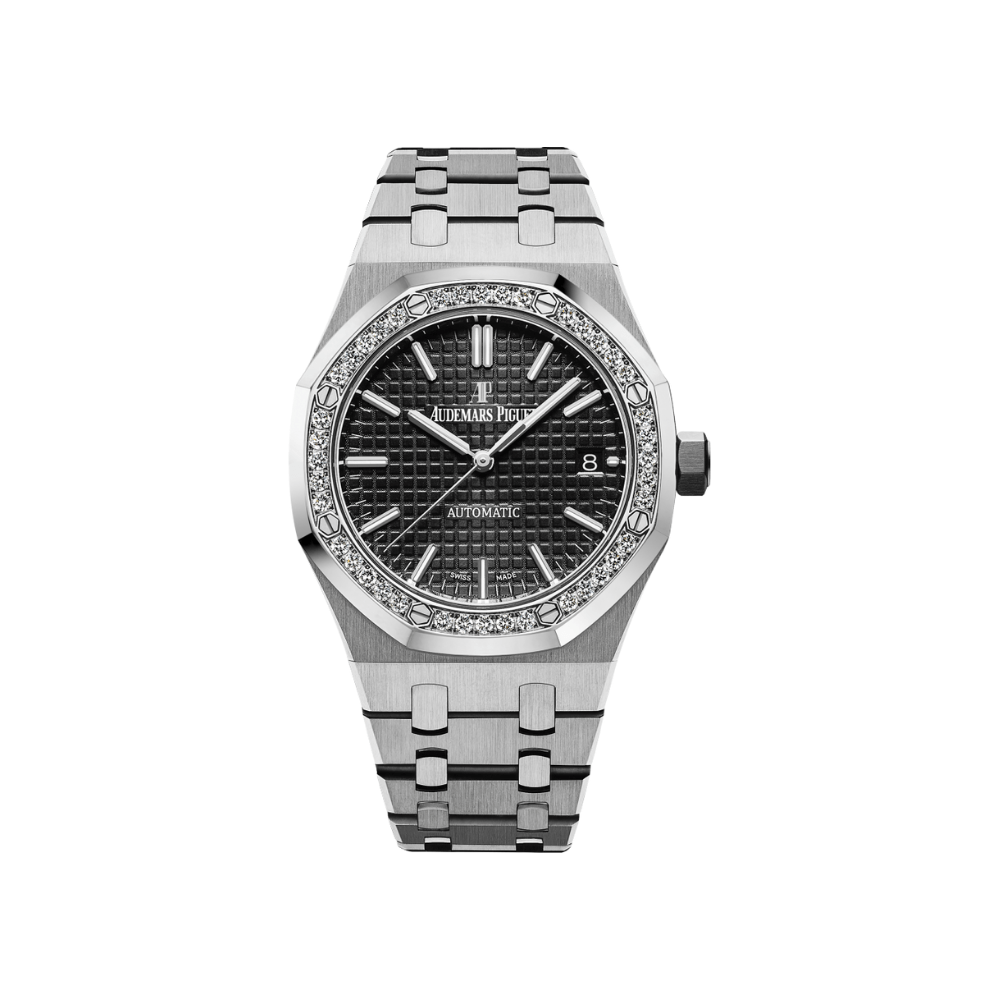 Luxury Watch Audemars Piguet Royal Oak Selfwinding Stainless Steel Black Dial Diamond Bezel 37mm 15451ST.ZZ.1256ST.01 Wrist Aficionado