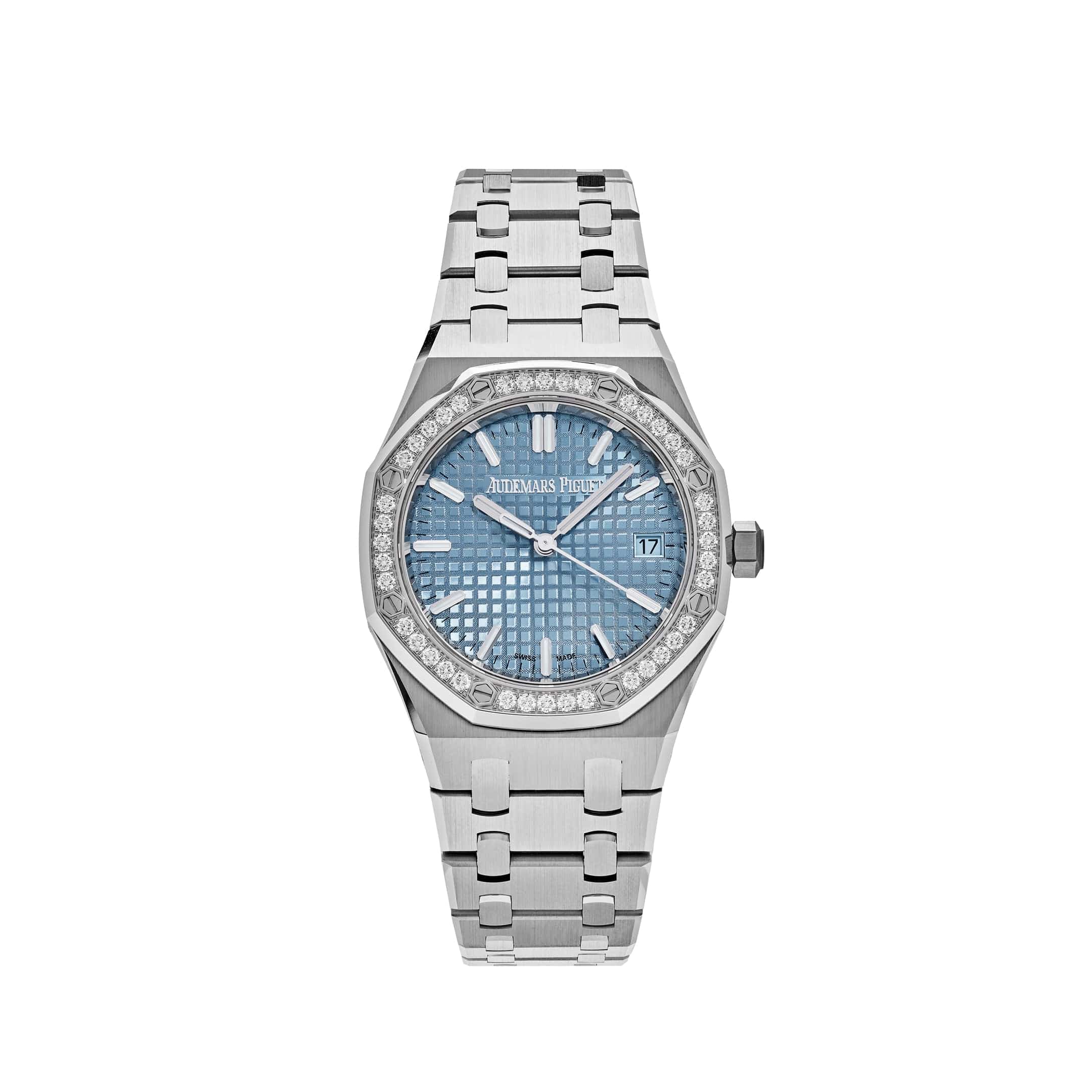 Audemars Piguet Royal Oak Stainless Steel Blue Dial Diamond Bezel