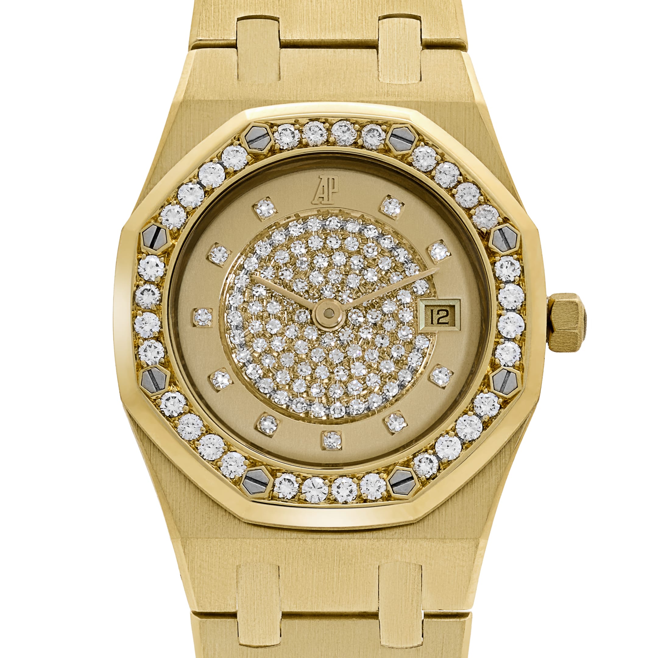 Audemars Piguet Royal Oak Vintage 14587.708 'Ladies' Yellow Gold Champagne Diamond Dial Diamond Bezel