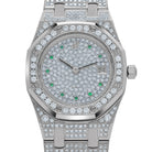Audemars Piguet Royal Oak Vintage 'Ladies' White Gold Diamond Emerald Set Dial Quartz