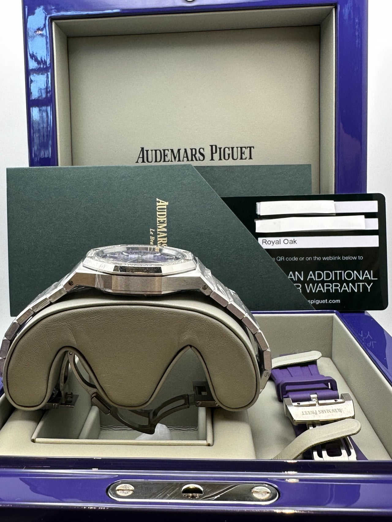 Audemars Piguet Royal Oak White Gold Purple Dial Diamond Bezel 