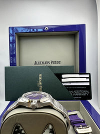 Thumbnail for Audemars Piguet Royal Oak White Gold Purple Dial Diamond Bezel Special Edition Murtoli 15551BC.ZZ.1356BC.02 Wrist Aficionado