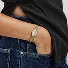 Audemars Piguet Vintage Oval 66429BA.ZZ.0780BA.02 'Ladies' Cocktail Watch Yellow Gold White Dial Diamond Bezel Quartz