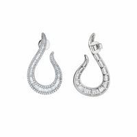 Thumbnail for Baguette and Pave Diamond Drop White Gold Earrings Wrist Aficionado