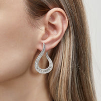 Thumbnail for Baguette and Pave Diamond Drop White Gold Earrings
