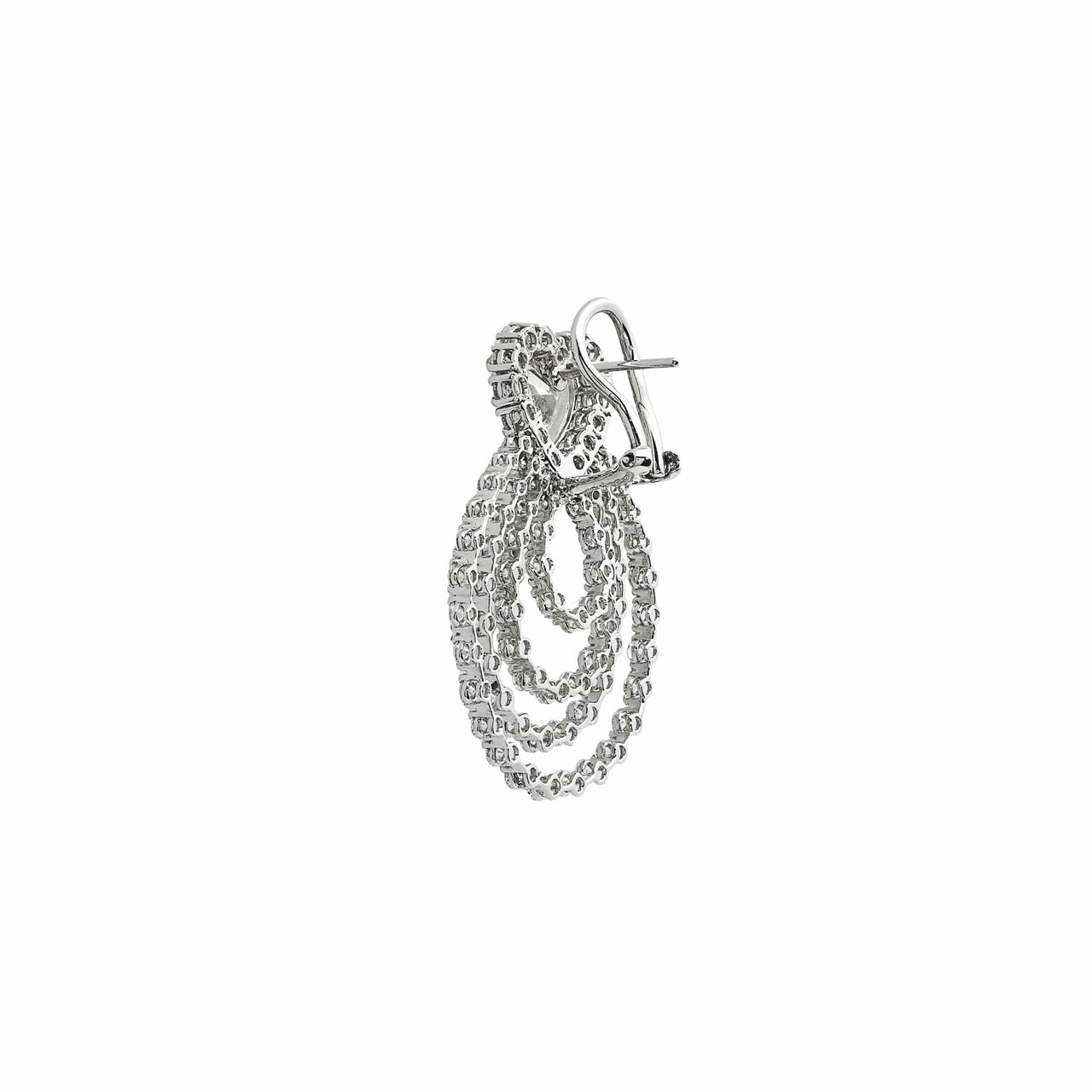 Baguette and Pave Diamond Drop White Gold Earrings