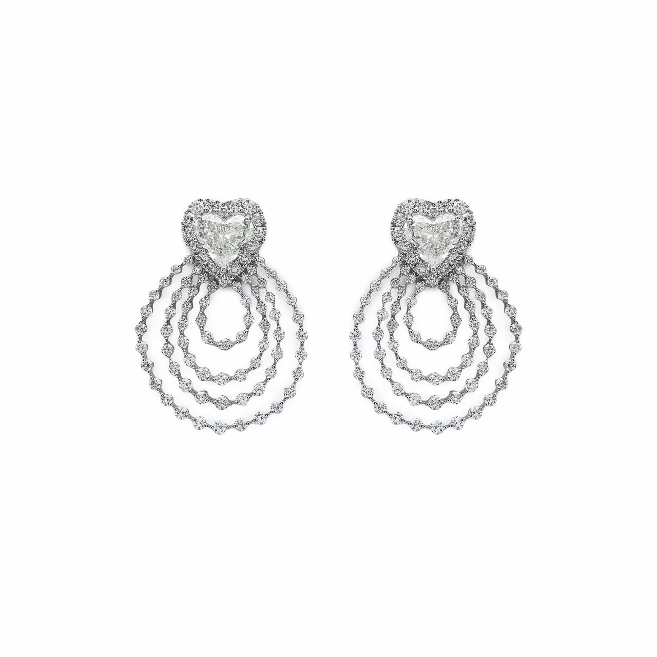 Baguette and Pave Diamond Drop White Gold Earrings