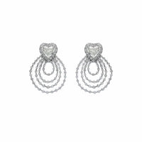Thumbnail for Baguette and Pave Diamond Drop White Gold Earrings