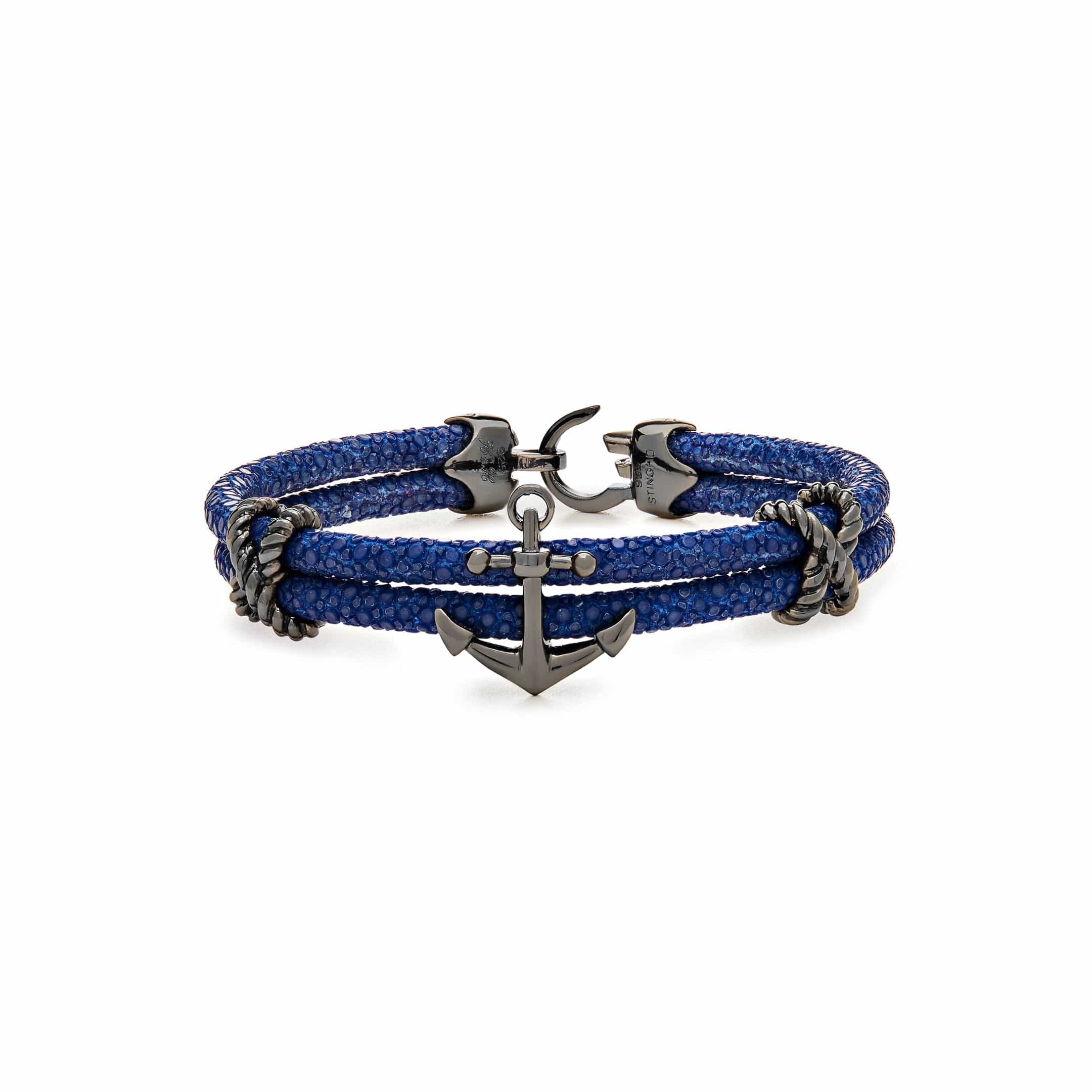 Blue Anchor Silver Black Platinum Plated Bracelet – Wrist Aficionado