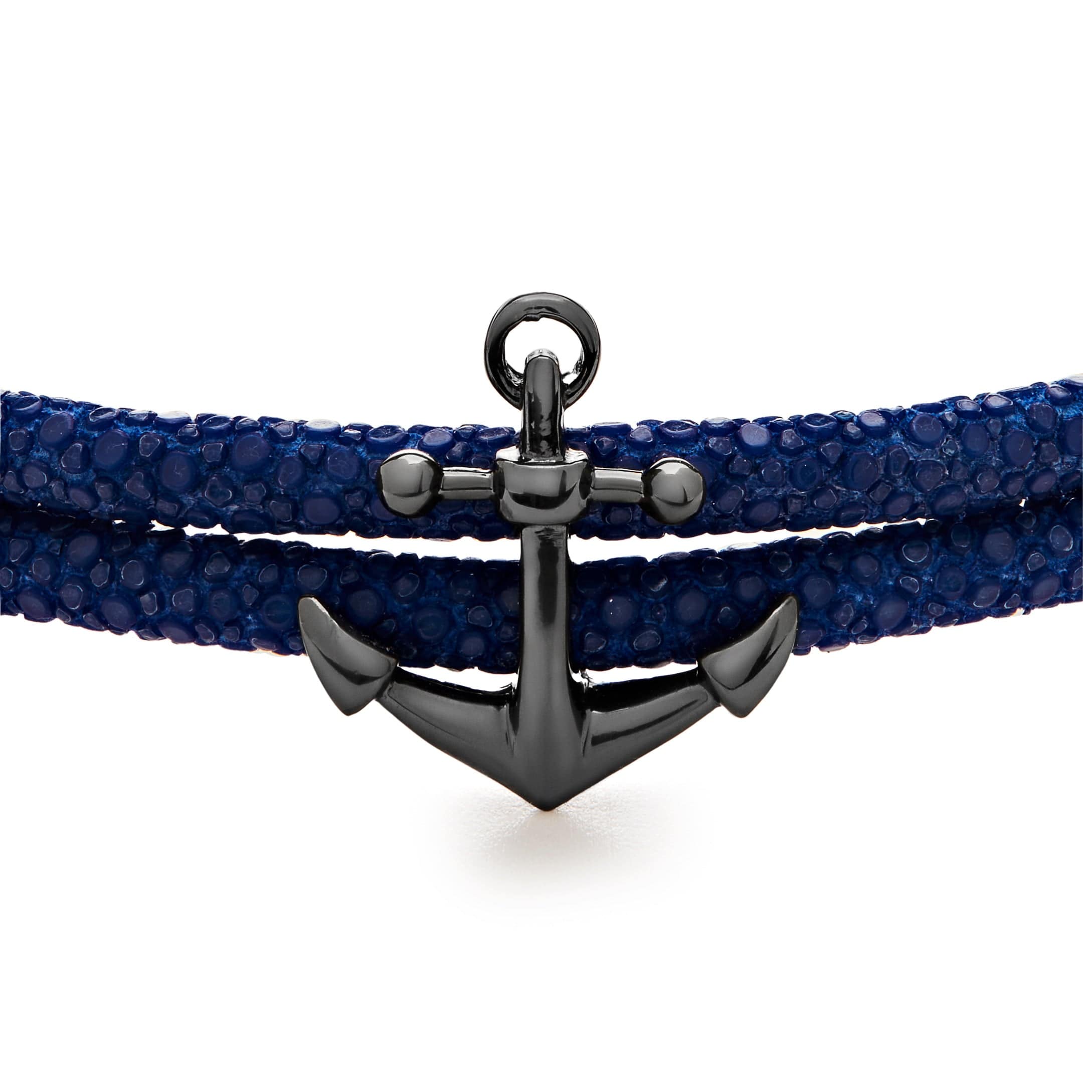 Blue Anchor Silver Black Platinum Plated Bracelet – Wrist Aficionado