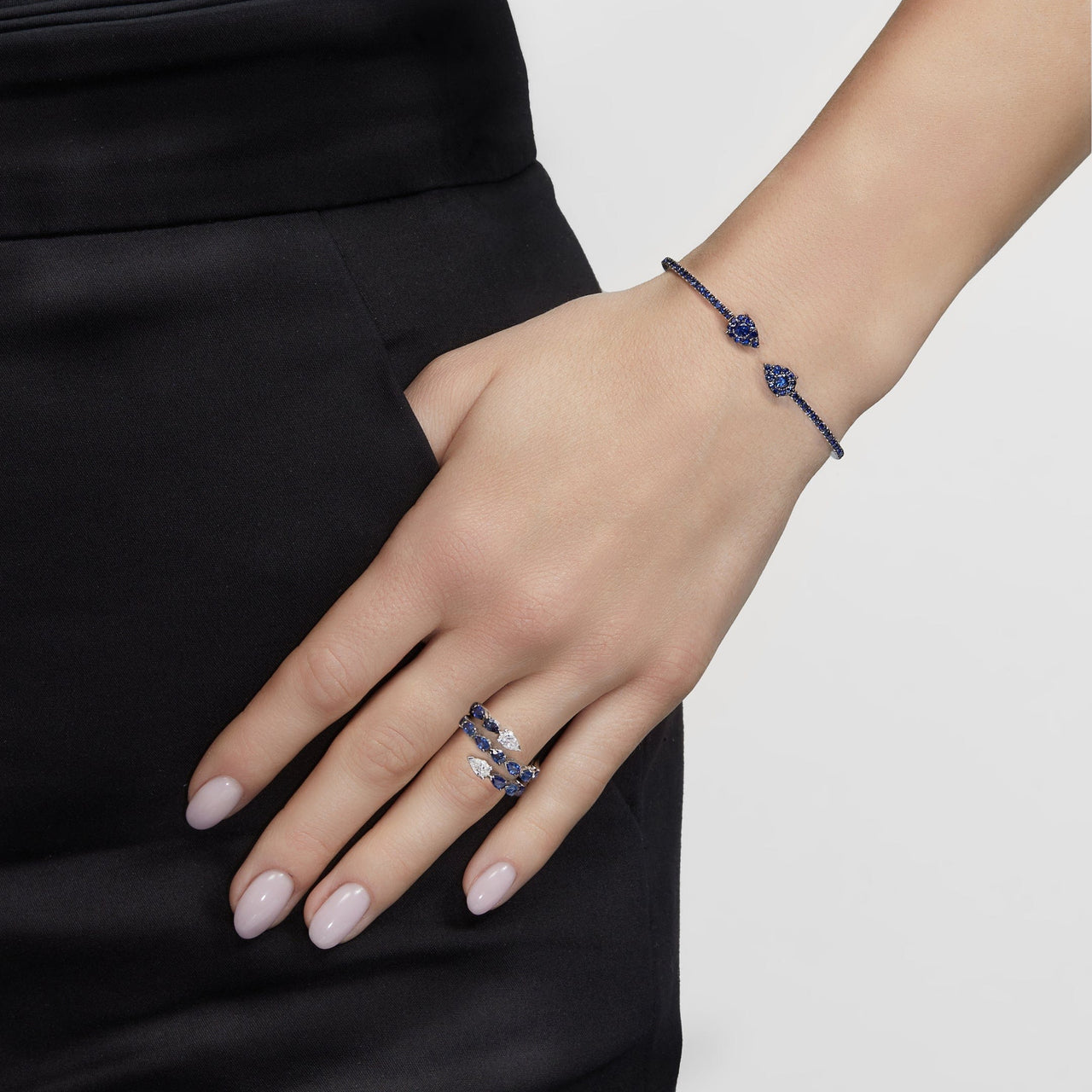 Blue Sapphire Flexible Cuff Bracelet