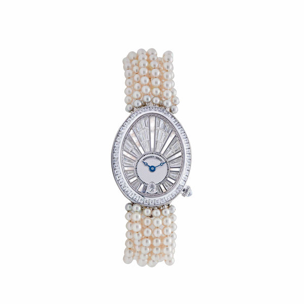 Breguet Reine de Naples White Gold Baguette Diamonds Pearl