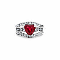 Thumbnail for Burmese Ruby + Diamond Heart Shape Ring