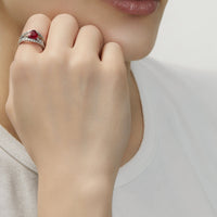 Thumbnail for Burmese Ruby + Diamond Heart Shape Ring