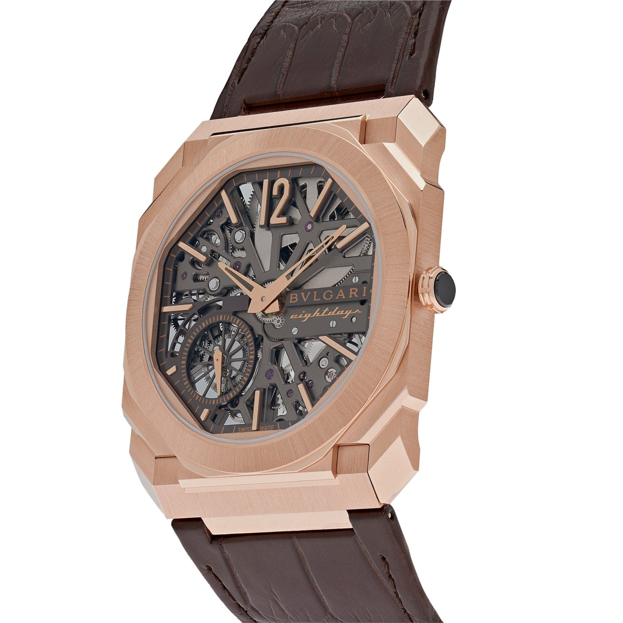 Luxury Watch Bvlgari Octo Finissimo Skeleton 8 Days Rose Gold 103667 Wrist Aficionado