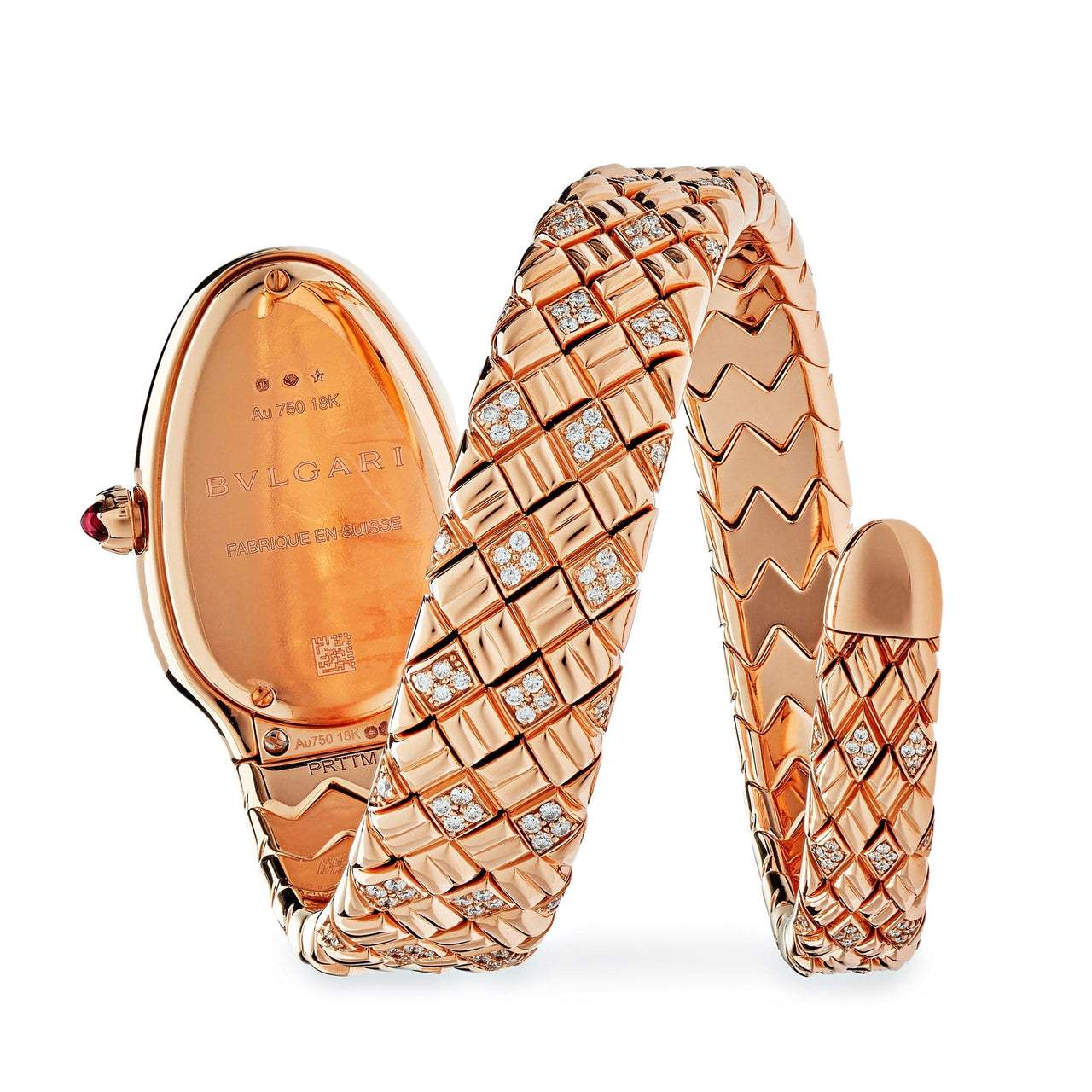 Luxury Watch Bvlgari Serpenti Spiga Rose Gold Malachite Dial Diamond Watch 103626 Wrist Aficionado