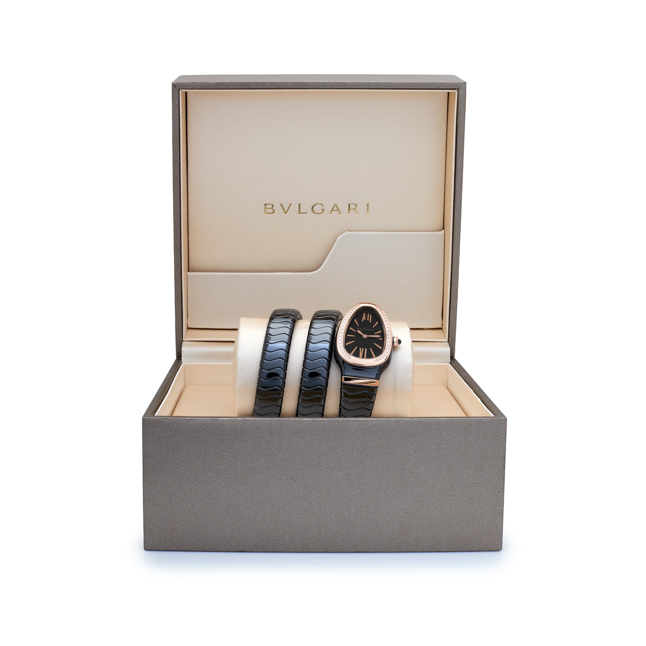 Bvlgari Serpenti Spiga Watch 102885 Black Ceramic and Rose Gold Black Lacquered Polished Dial (2025)