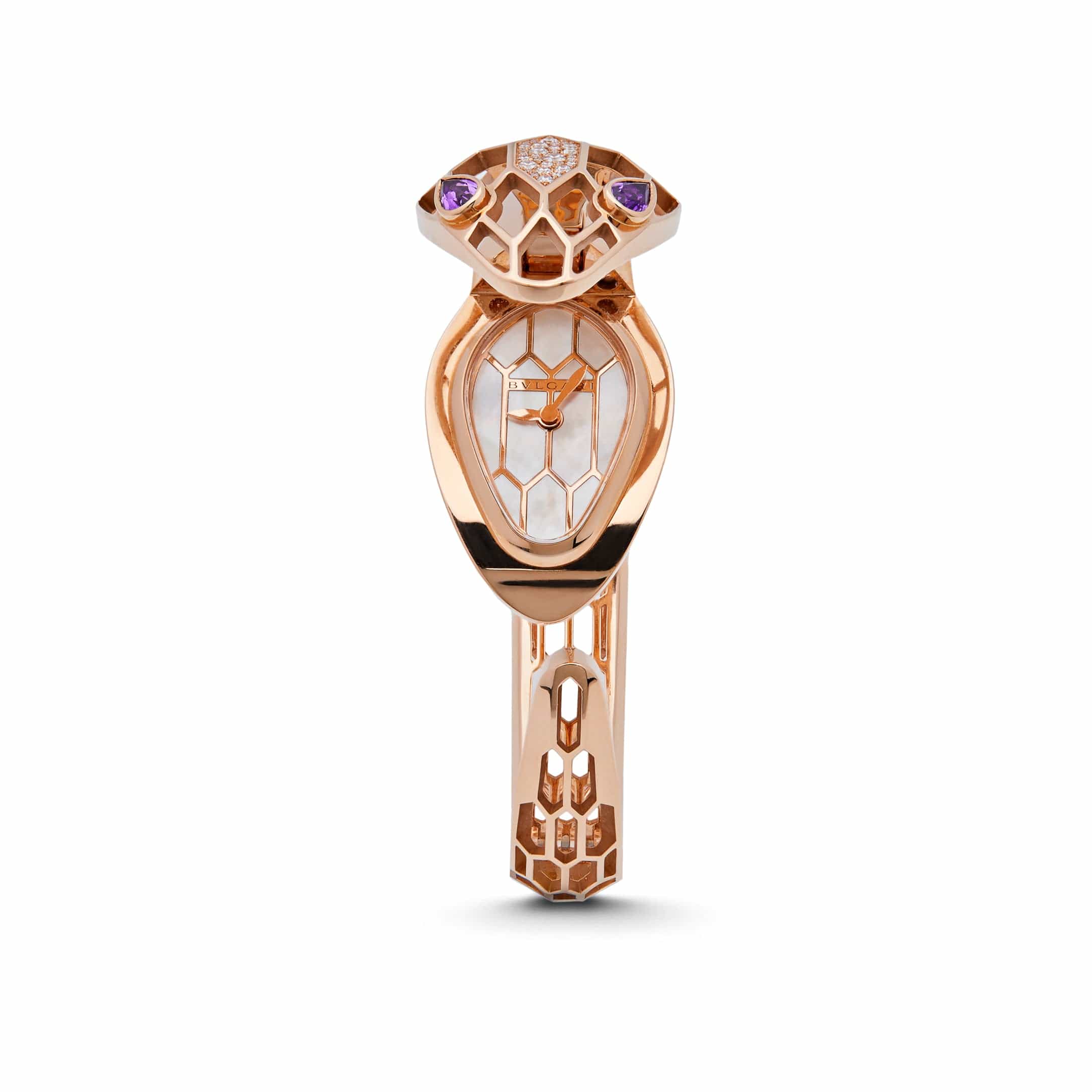 Bvlgari Serpenti Spiga Watch Rose Gold Diamond & Sapphire 102573 Wrist Aficionado