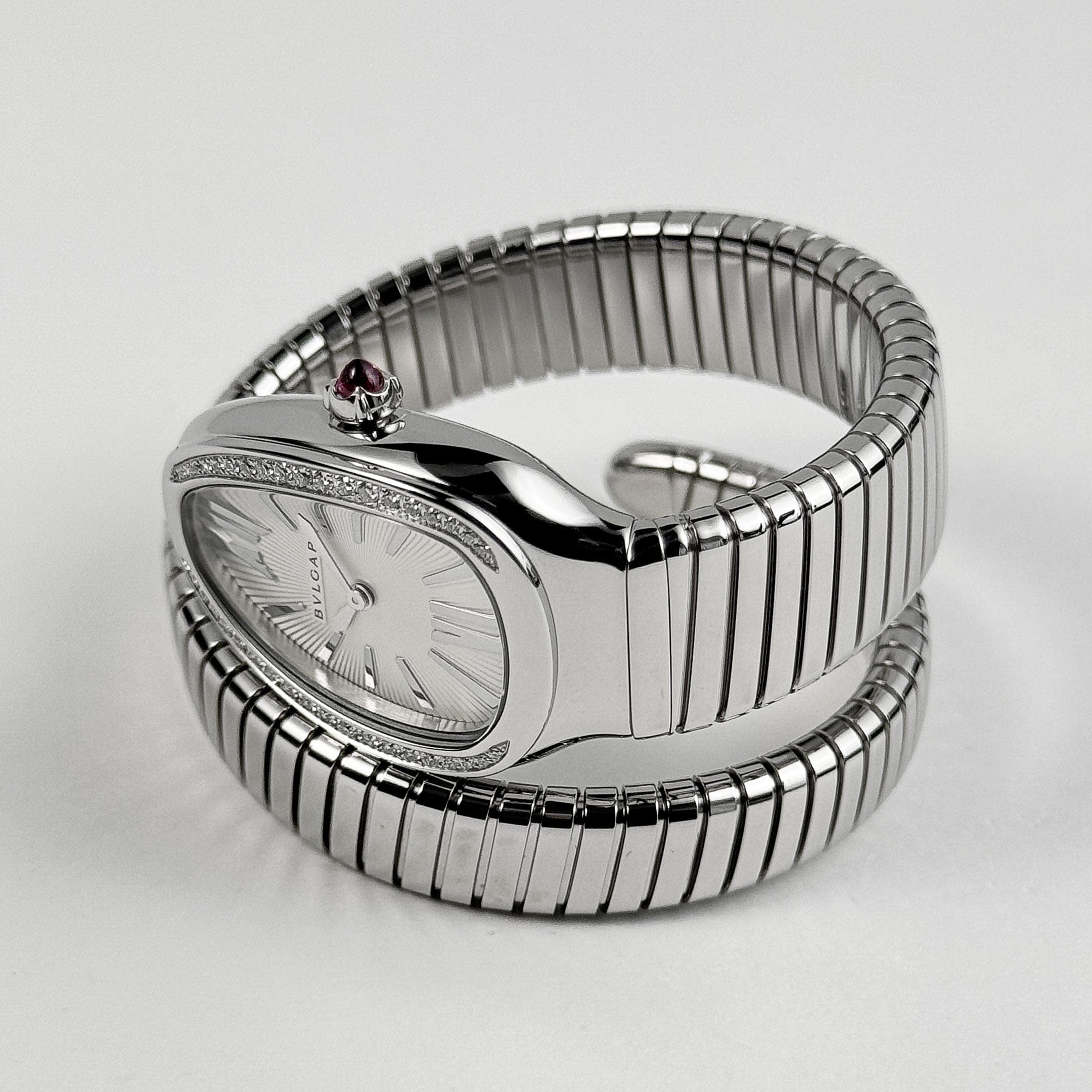 BVLGARI Serpenti Tubogas 101827 Stainless Steel Silver Opaline