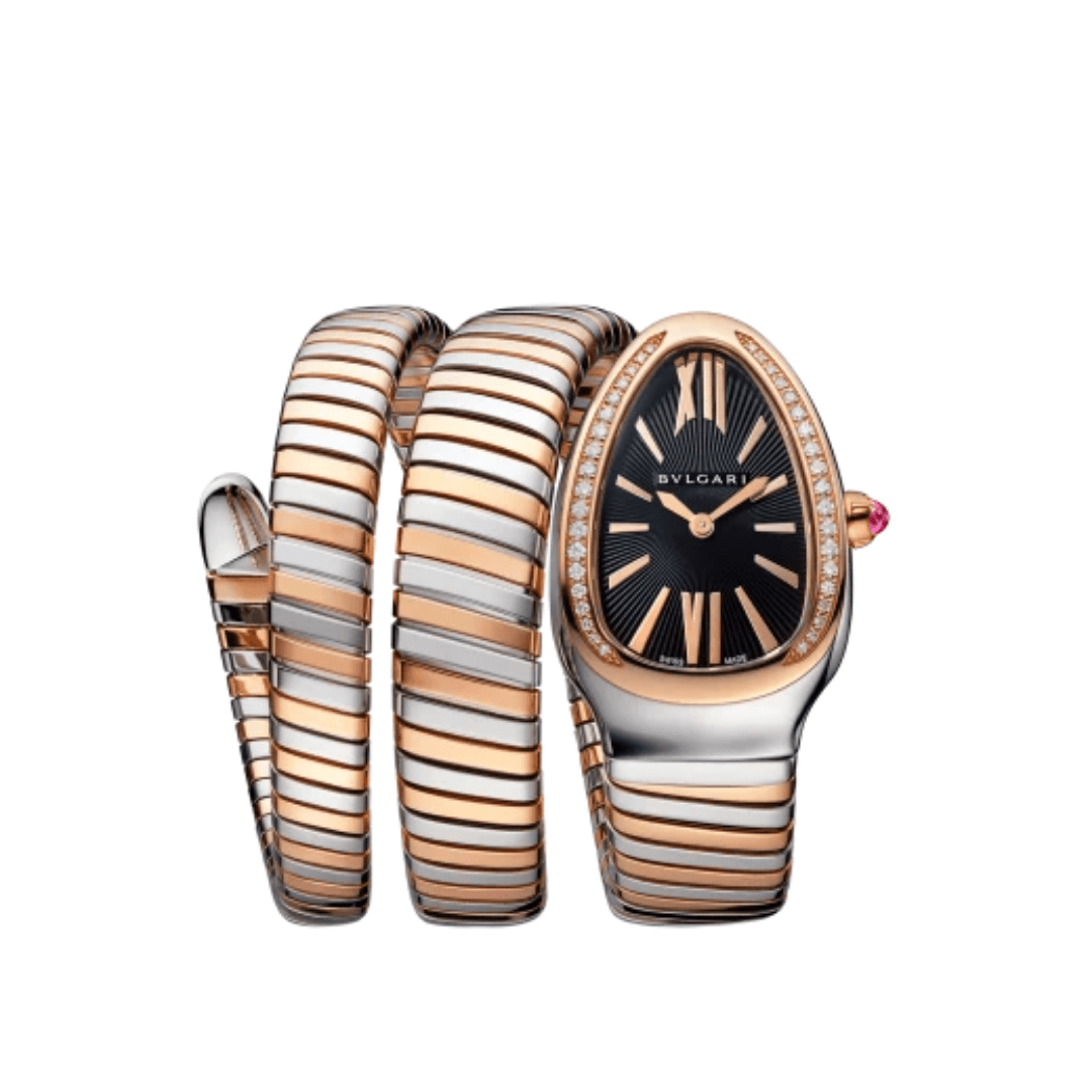 Luxury Watch Bvlgari Serpenti Tubogas 35mm Stainless Steel & Rose Gold 102099 Wrist Aficionado