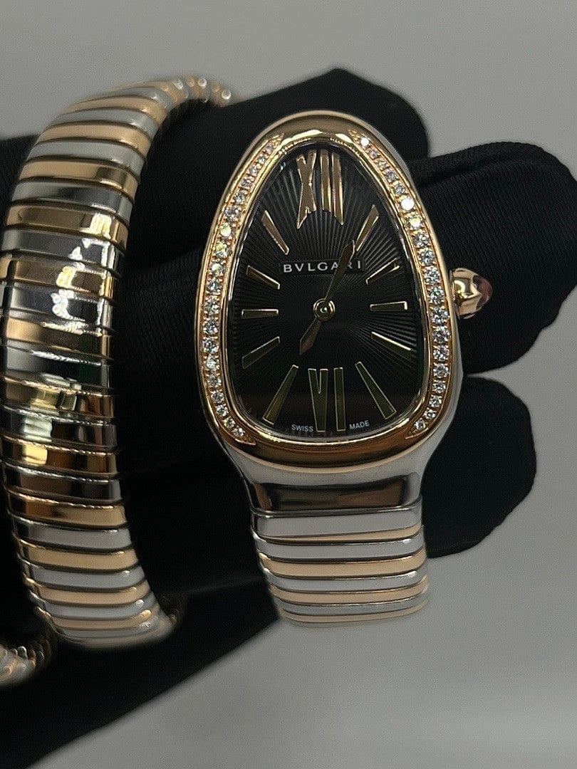 Luxury Watch Bvlgari Serpenti Tubogas 35mm Stainless Steel & Rose Gold 102099 Wrist Aficionado