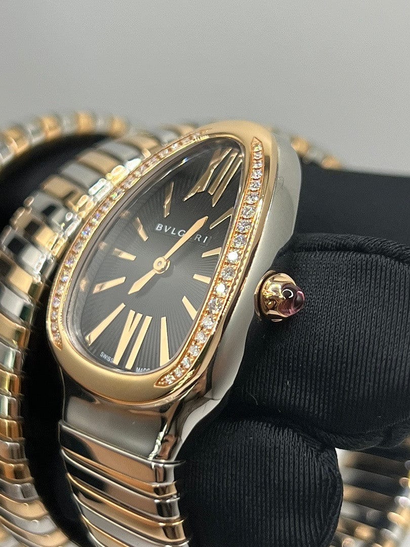 Luxury Watch Bvlgari Serpenti Tubogas 35mm Stainless Steel & Rose Gold 102099 Wrist Aficionado