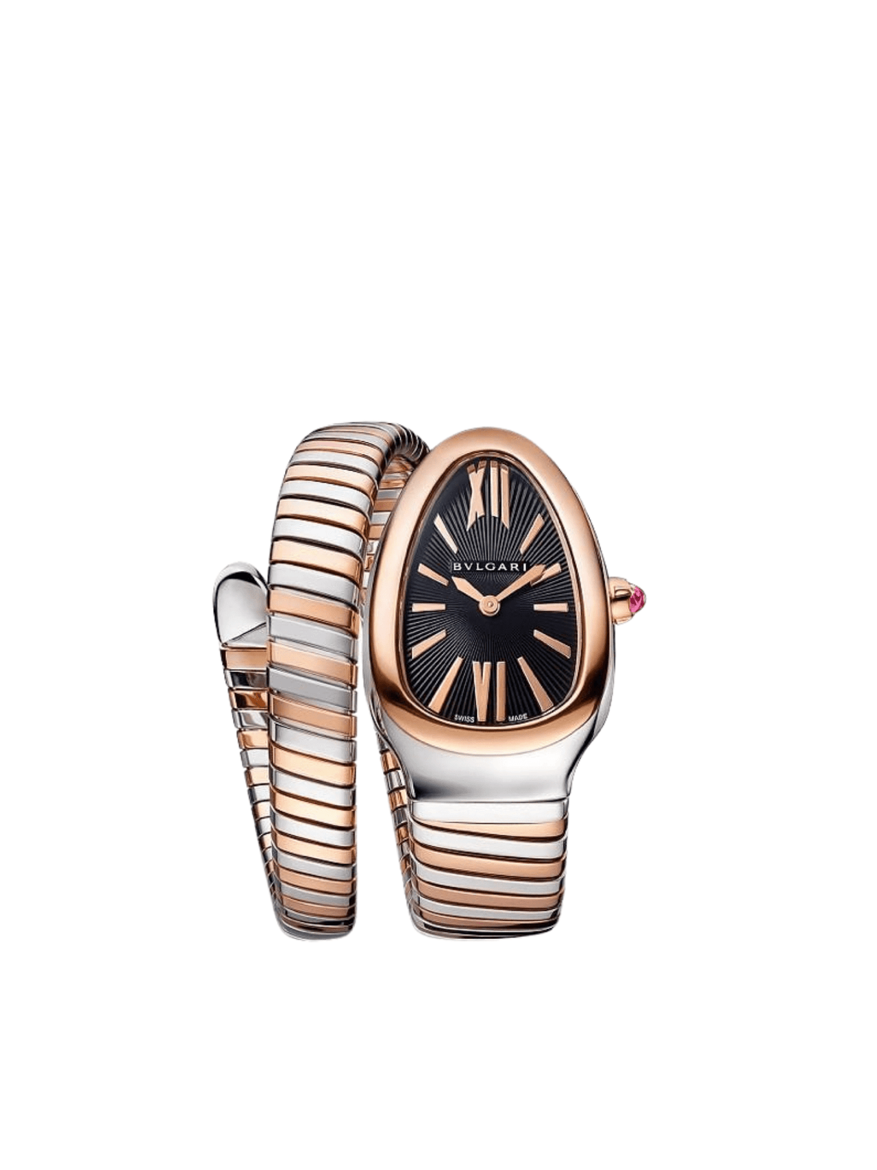 Luxury Watch Bvlgari Serpenti Tubogas 35mm Stainless Steel & Rose Gold 102123 Wrist Aficionado