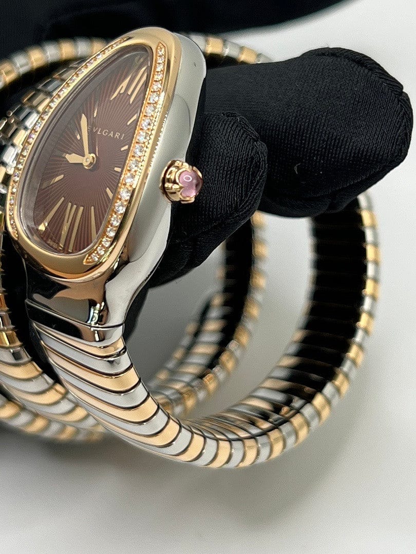 Luxury Watch Bvlgari Serpenti Tubogas 35mm Stainless Steel & Rose Gold 103070 Wrist Aficionado
