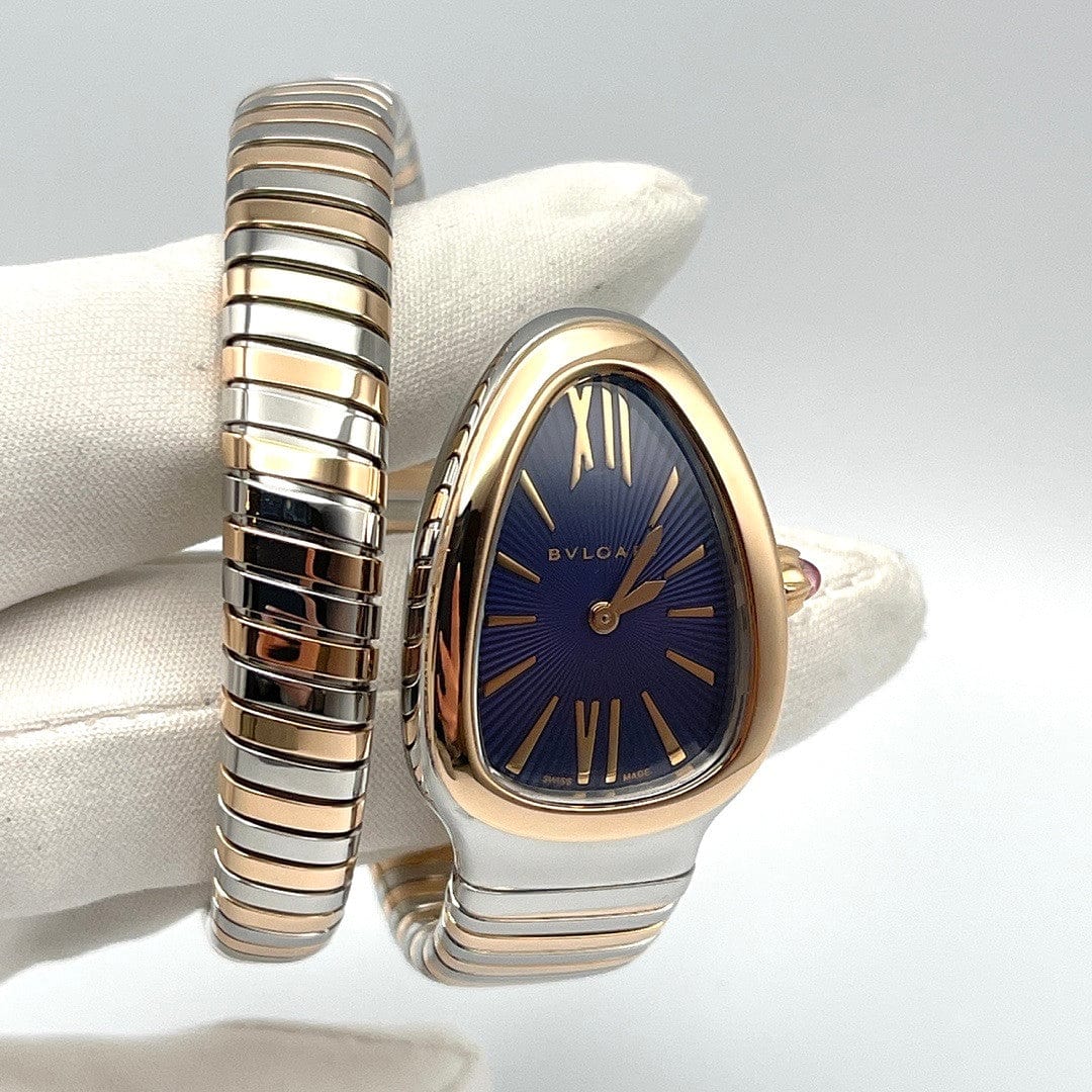 Luxury Watch Bvlgari Serpenti Tubogas 35mm Stainless Steel & Rose Gold 103288 Wrist Aficionado
