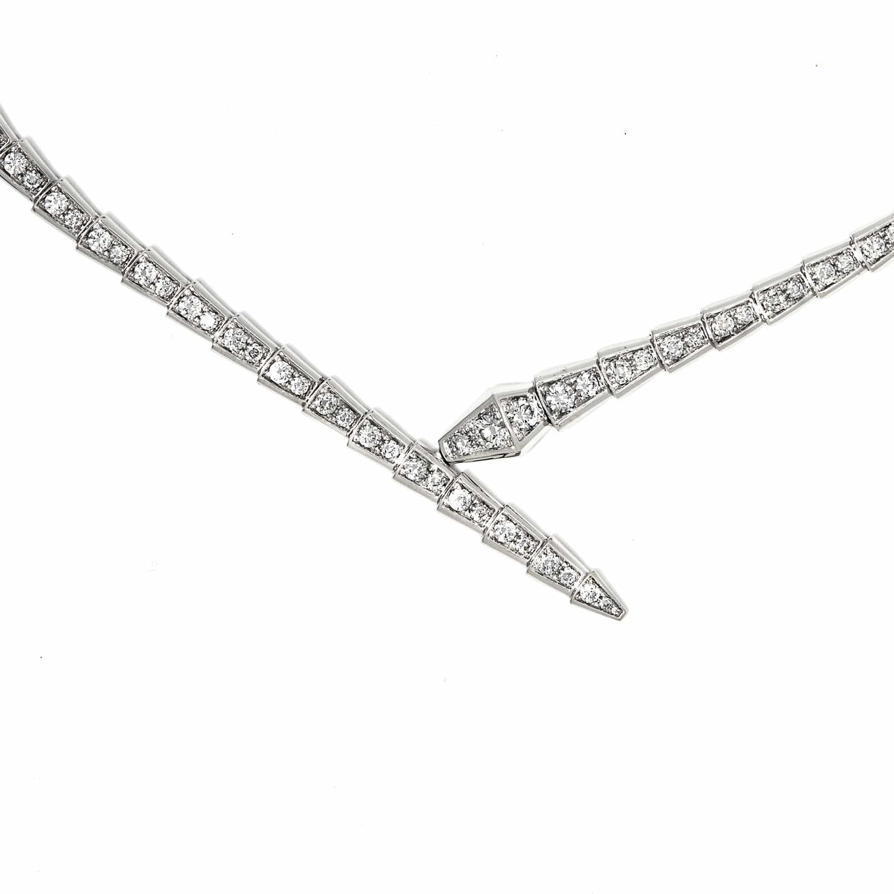 BVLGARI Serpenti Viper Necklace White Gold Pavé Diamonds 360348 Medium