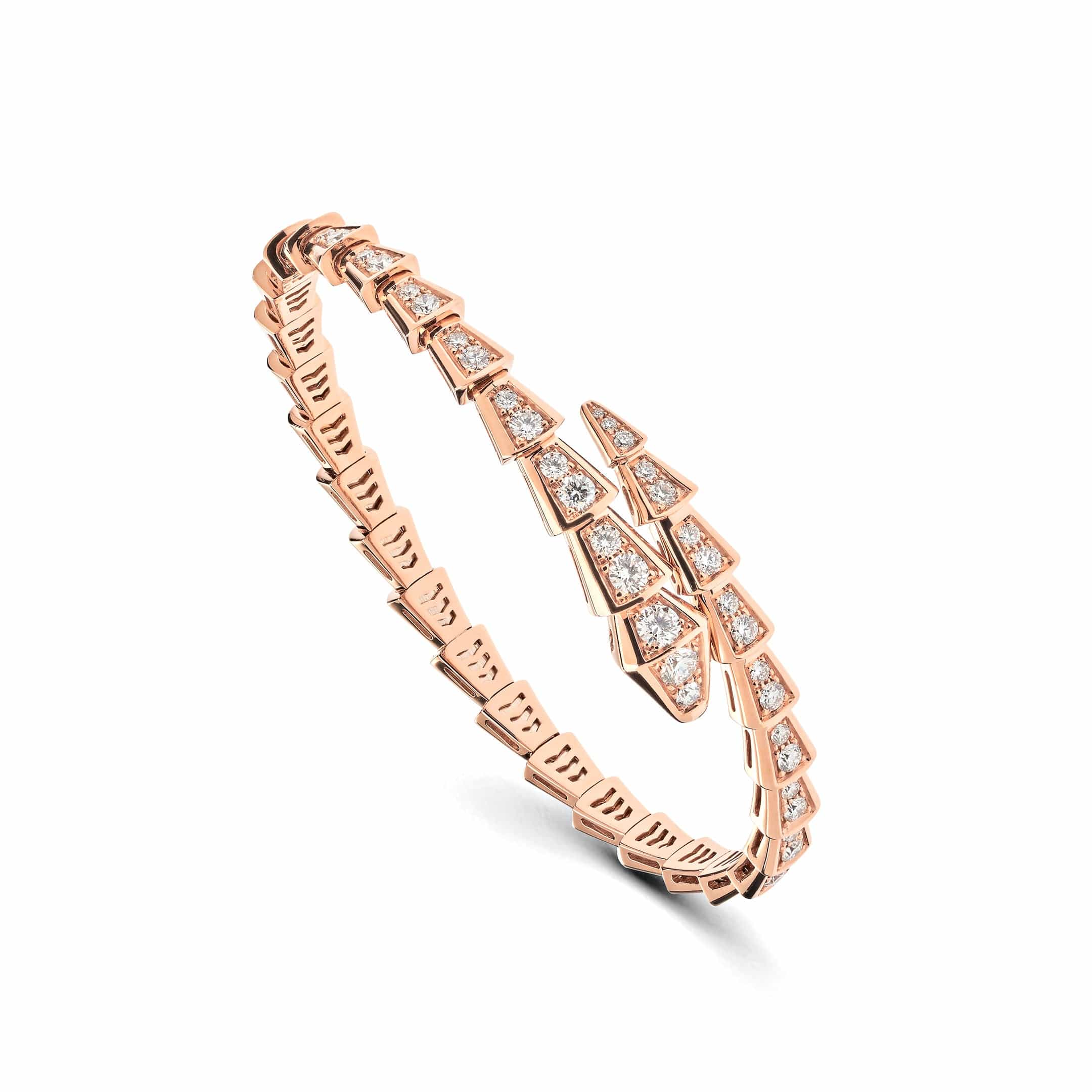 BVLGARI Serpenti Viper Thin Bracelet Rose Gold Full Pave Diamonds 3537 Wrist Aficionado