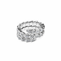 Thumbnail for BVLGARI Serpenti Viper Thin Two-Coil Ring White Gold Full Pavé Diamond Set 357259