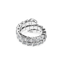 Thumbnail for BVLGARI Serpenti Viper Thin Two-Coil Ring White Gold Full Pavé Diamond Set 357259