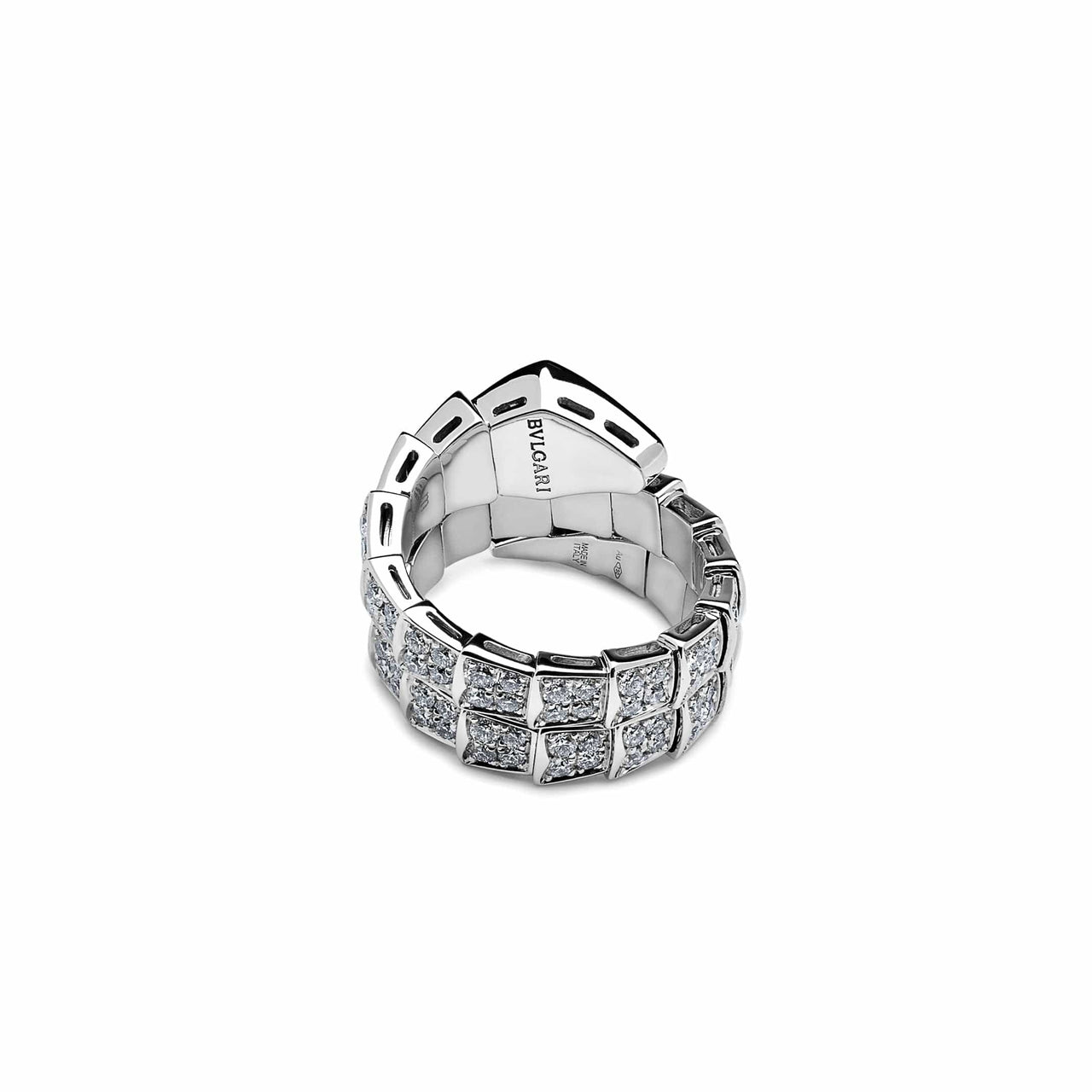 Rings Bvlgari Serpenti Viper White Gold Pave Diamond Two-coil Ring 345226 Wrist Aficionado