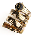 BVLGARI Tubogas BB191T 3 Row Yellow Gold Black Dial Quartz
