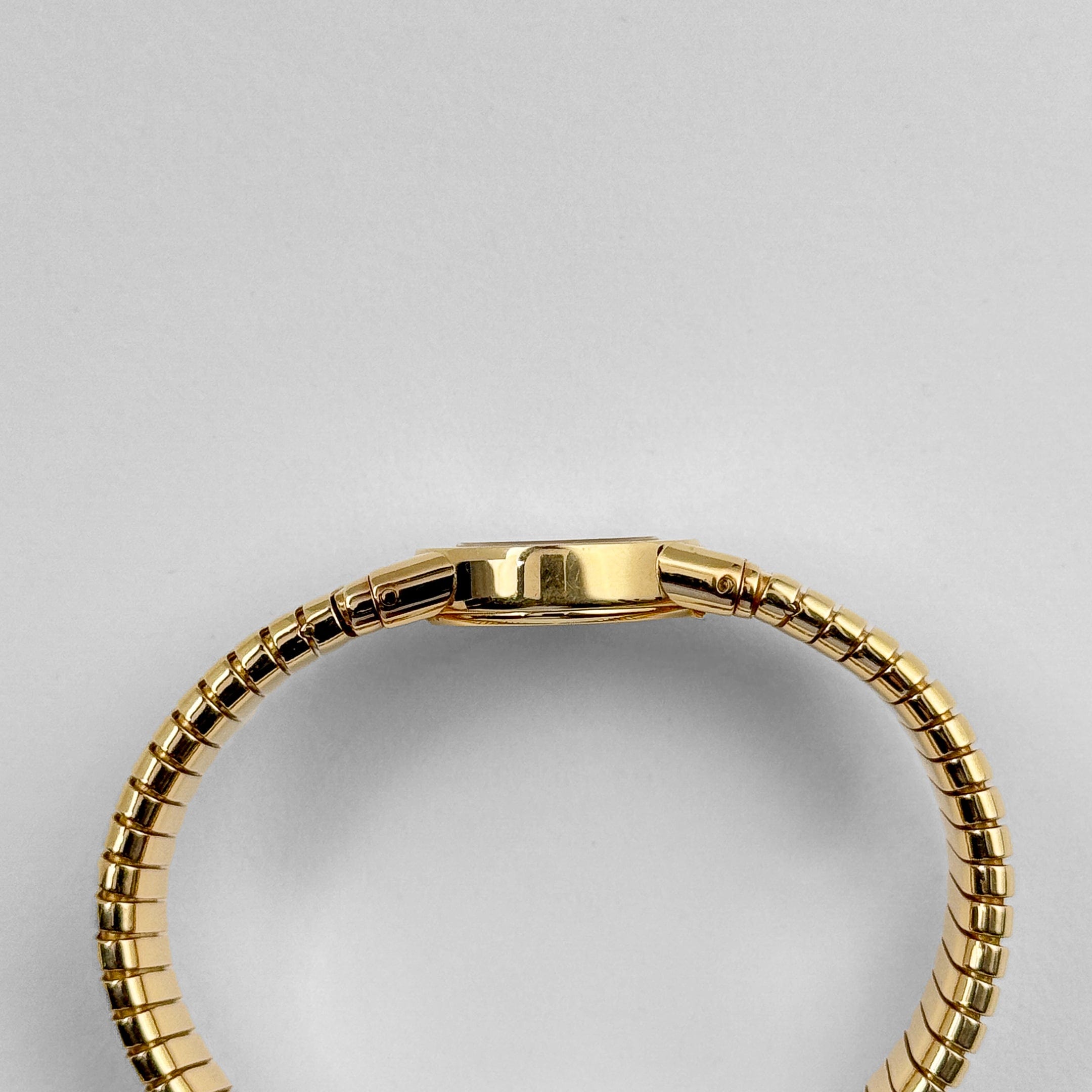 BVLGARI Tubogas BB192TG 1 Row Yellow Gold Black Diamond Dial Quartz