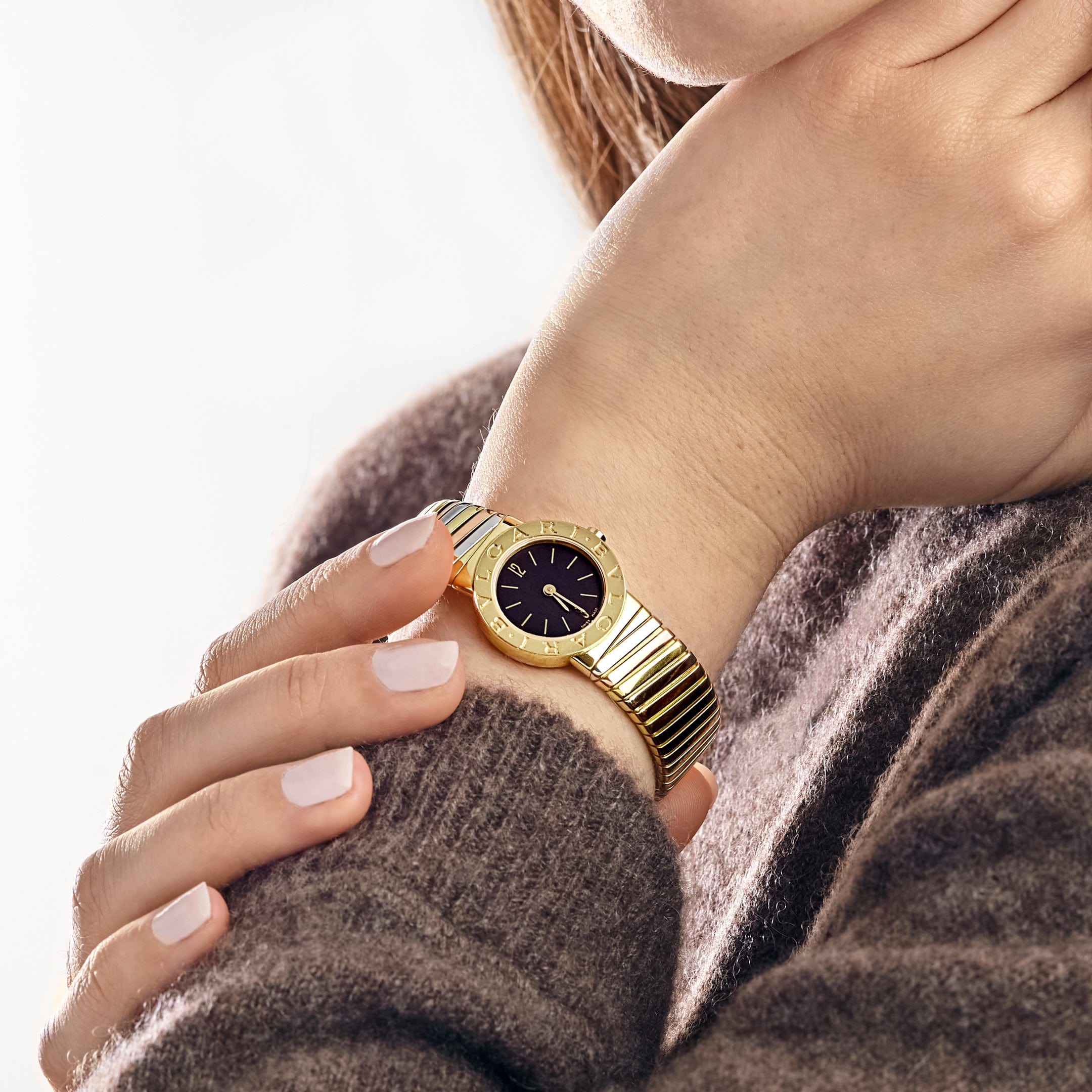 BVLGARI Tubogas BB232T 1 Row Tri Color Black Dial Quartz – Wrist